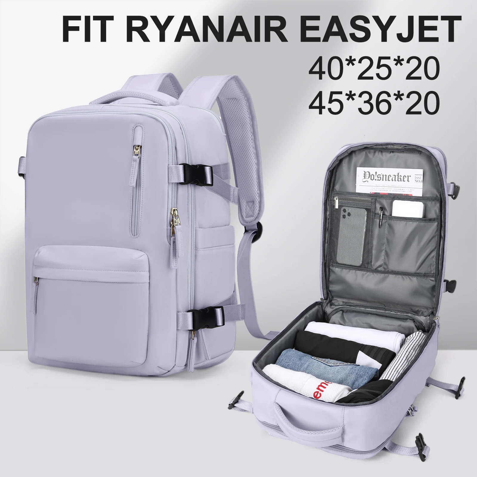 Womens cabin travel backpack laptop bag large capacity Easyjet portable 45x36x20 backpack Ryanair 40x20x25 waterproof bag 241106