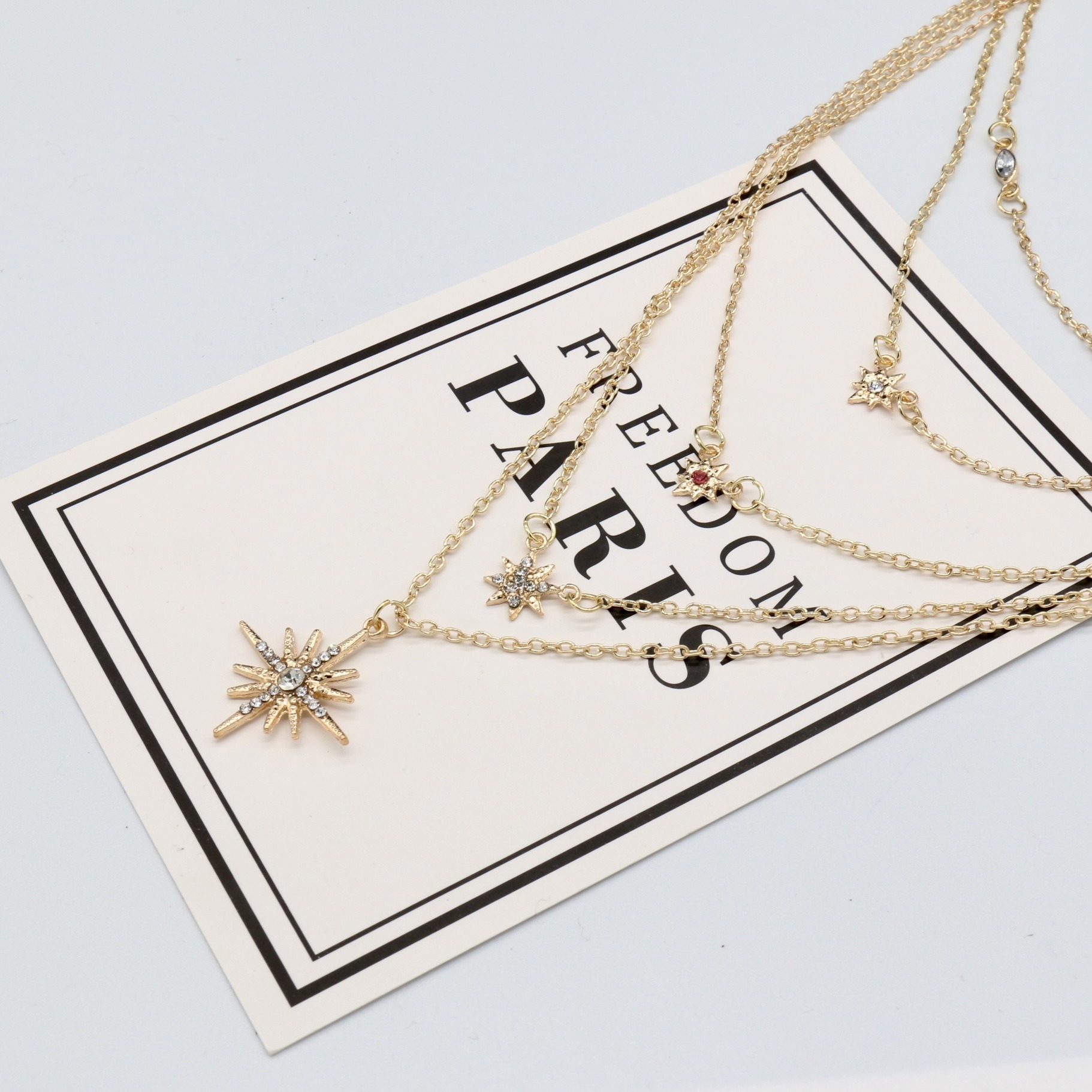 Cross Border Temperament Simple Star Snowflake Necklace European and American Fashion High-end Sense Niche Light Luxury Pendant Collarbone Chain for W