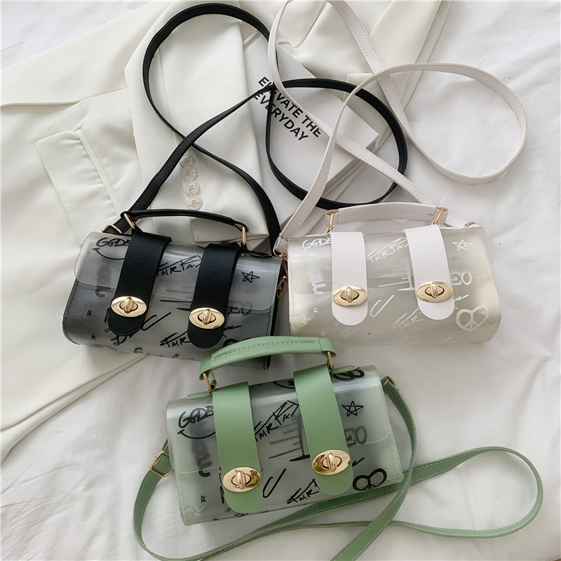 2023 New Women Shoulder Bag PVC Transparent Graffiti Messenger Female Bag Small Designer Handbag Purse Crossbody Bags for Women