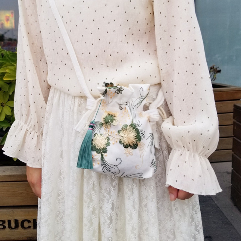 Canvas New Bags Ancient Style Hanfu Chinese Style Fairy Embroidery Crossbody Bag Shoulder Mini Bag with Costume Cloth Purse