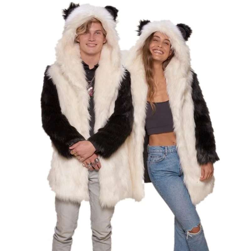 Couples Europe and America Mens Fur Coat Winter Casual Mink Coat Hooded Long Coat 241107