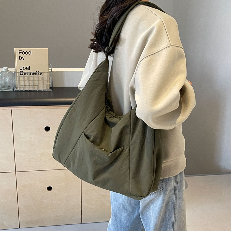 LEFTSIDE Trendy Women's Soft Cloth Shoulder Bag Solid Color Student 2024 Spring Y2k Casual Style Big Handbags Crossbody Bags