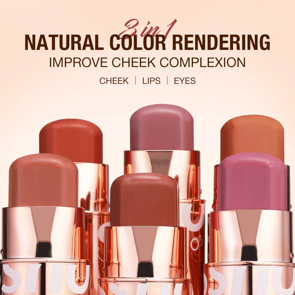 O. Two of them. O 12pcs powder blusher stick set cream powder blusher 6-color multi-purpose waterproof durable red lip cheek eye makeup set 241107