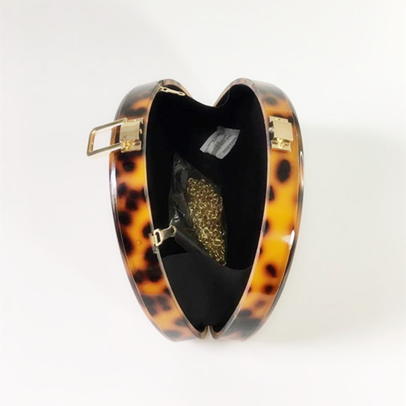 New Wallet Fashion Women Acrylic Handbag Vintage Semicircle Amber Evening Bag Trendy Party Prom Leopard Clutch Purse Dinner Bags