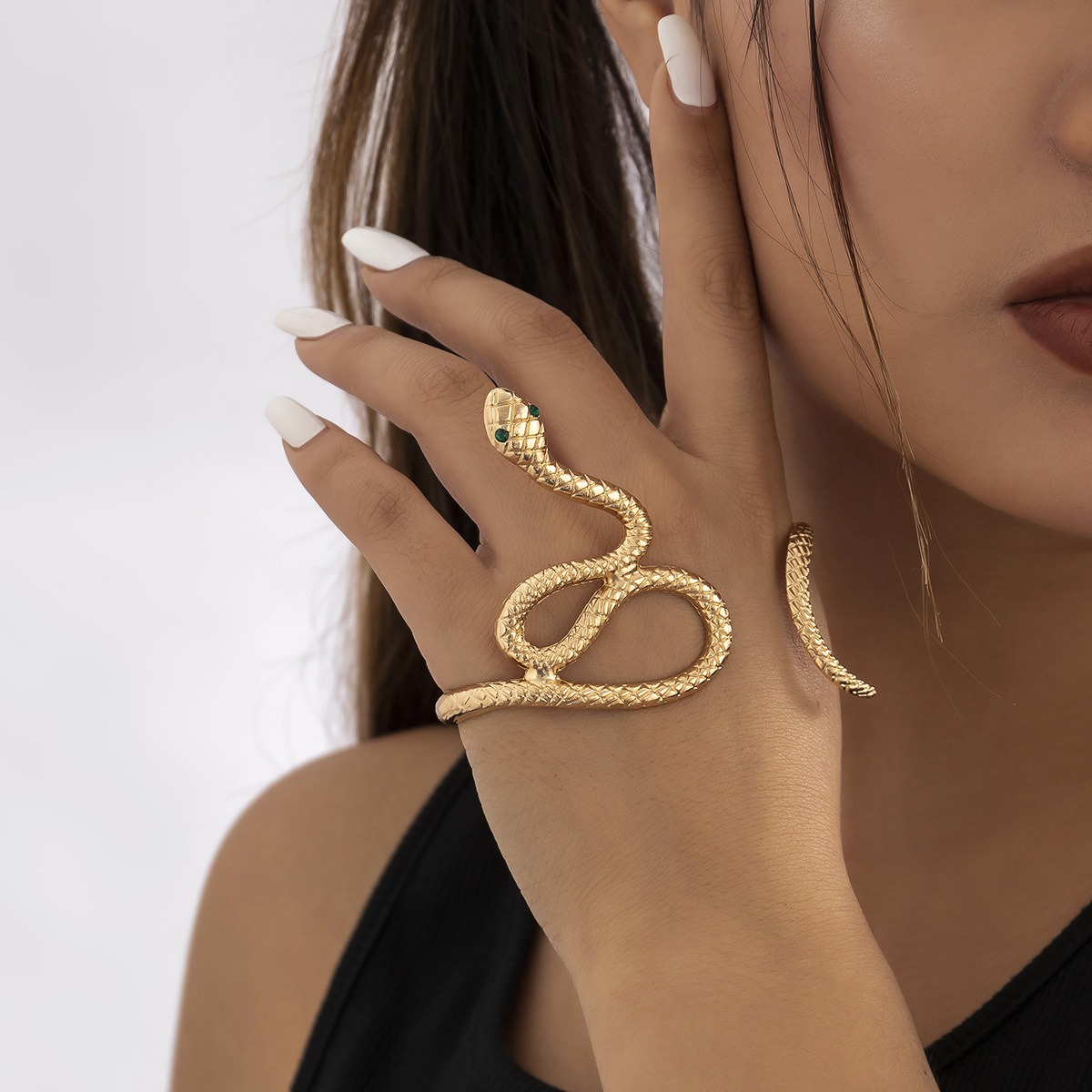 European and American New Retro Exaggerated Serpentine Bracelet Personalized Punk Open Palm Jewelry Cold Alloy Bracelet Hand Accessories