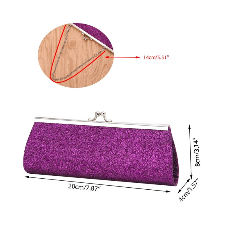 DCOS-Women Glitter Clutch Purse Evening Party Wedding Banquet Handbag Shoulder Bag