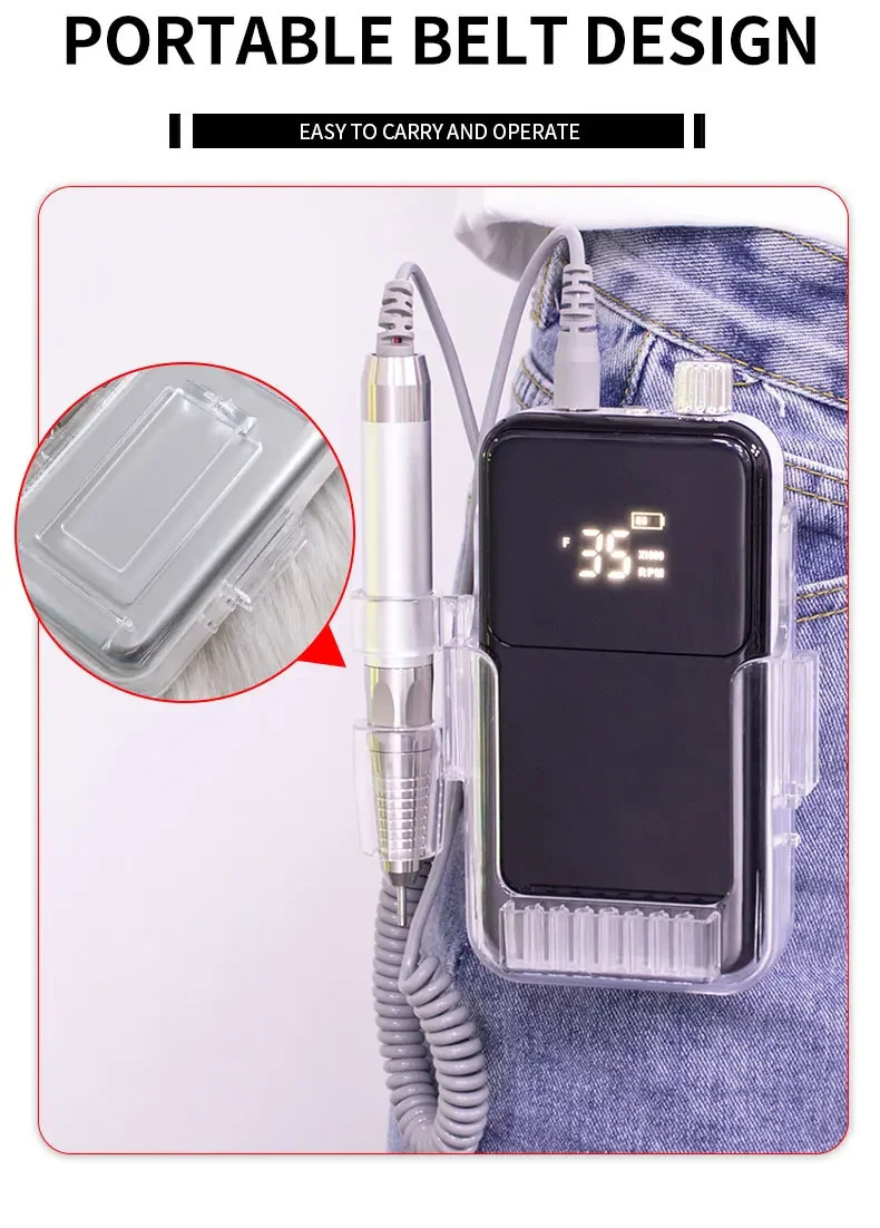 85W Electric Nail File 35000 RPM Cordless Professional Brushless Nail Drill Machine 241106