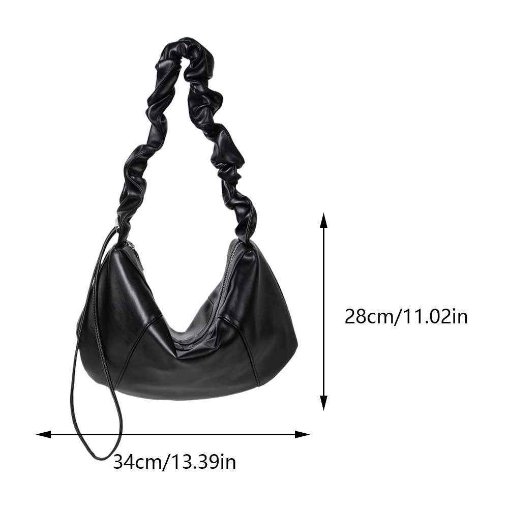 Women Pleated Dumpling Bag Large Capacity PU Drawstring Hobo Bag Stylish Crossbody Bag Adjustable Strap for Outdoor Travel