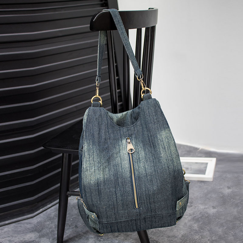 Washed Denim Women backpack Big Jean multifunctional backpack female shoulder bag Casual Travel Bags Rucksack blue Mochila Bols