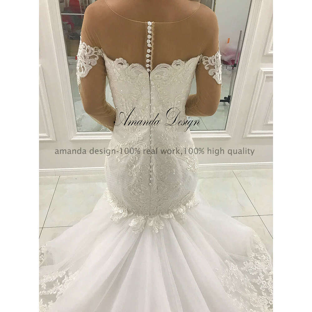 Amanda Design hochzeitskleid Lace Applique Mermaid Wedding Dress Long Sleeve