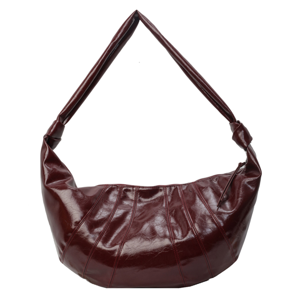Crescent Shoulder Bag PU Leather Fashion Hobo Bag Solid Color Shoulder Purse Large for Women