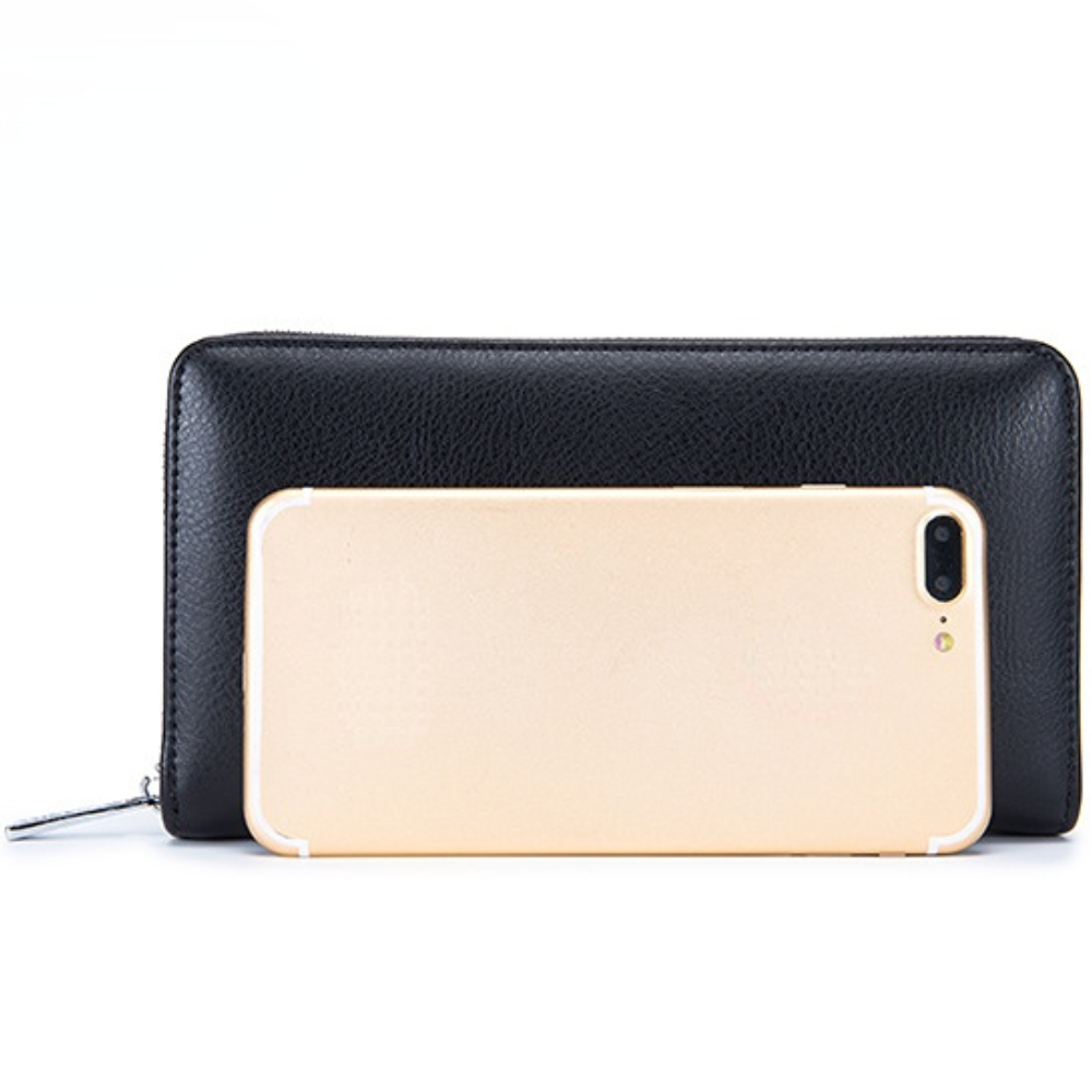 Multifunctional Genuine Leather Long Wallet Passport Bag Rfid Card Pack Large Capacity Business Card Bag for Men and Women