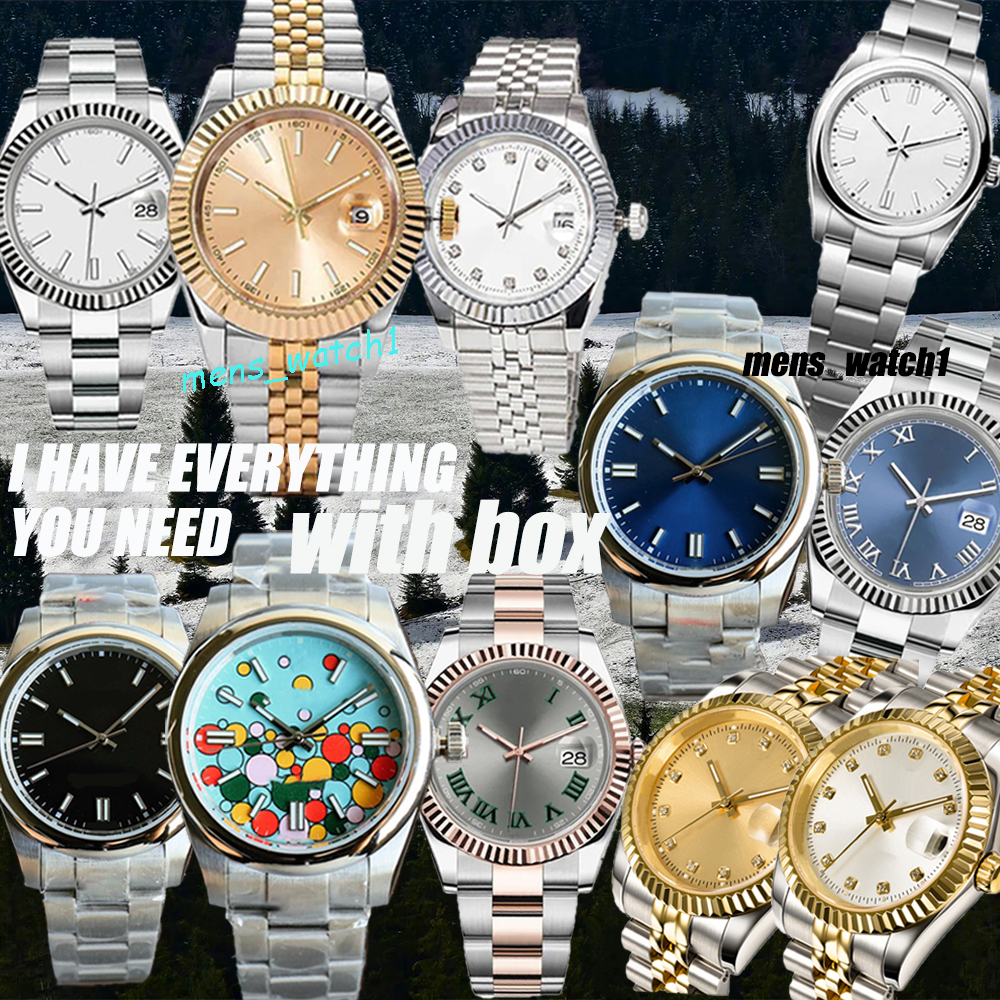 watch mechanical movement mens watches fashion stainless steel womens gold silver with calendar couple watches waterproof luminous roman dial with box 36/41mm