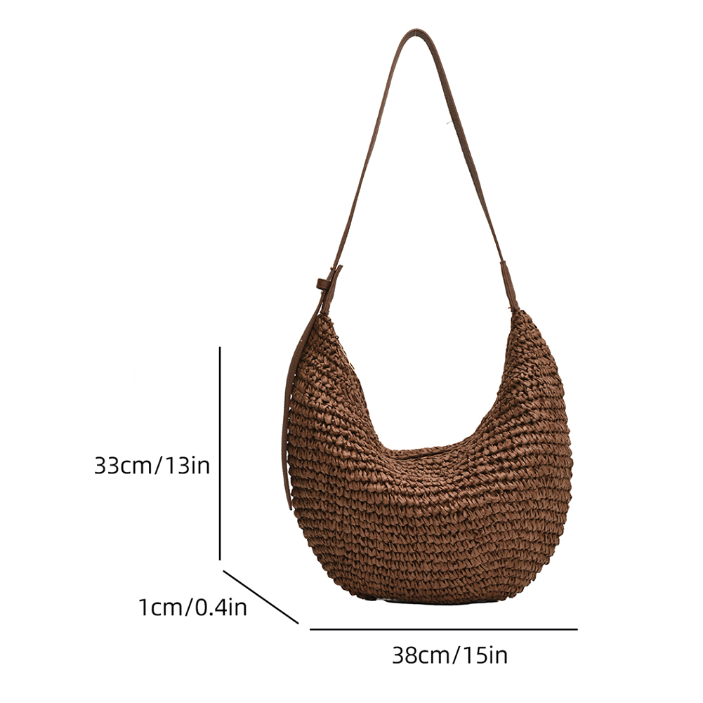 Fashion Summer Straw Crossbody Bag Women Beach Holiday Shopping Woven Shoulder Handbag Large Capacity Handmade Crossbody Bag