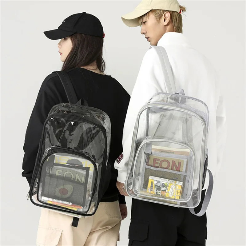 Transparent PVC backpack waterproof casual book bag large capacity simple and portable transparent for women 241106