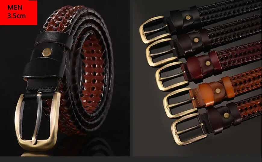 women Braided Belt For Mens Woven Belt Genuine Leather Cow Straps Hand Knitted er Men For Jeans Girdle Male belts 241107