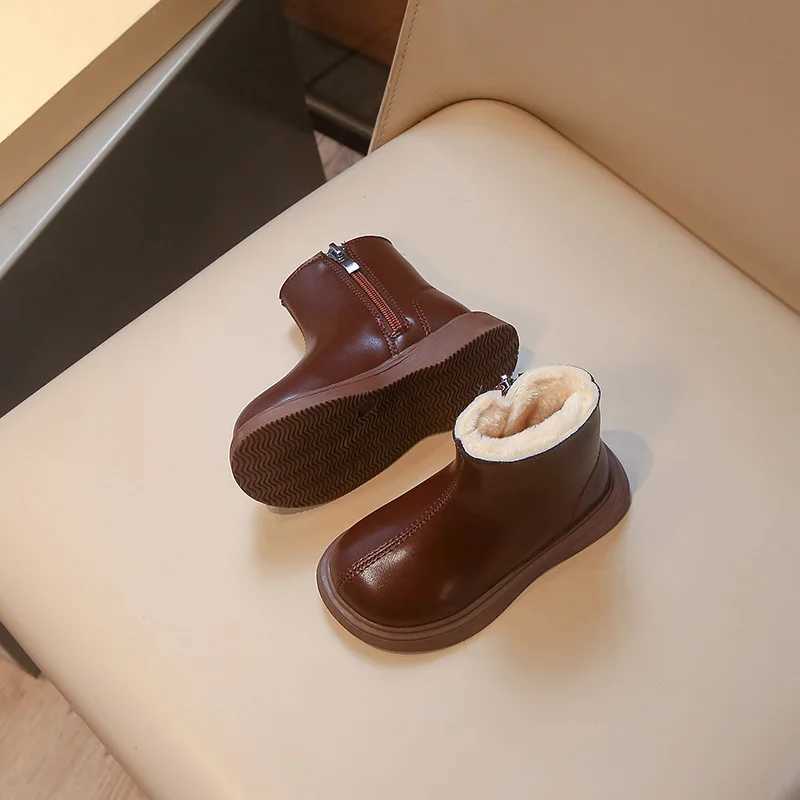 Childrens Boots New Padded Thickened Boys and Girls Cotton Shoes Size 23-35 Versatile Non-slip Kids Baby Martin Boots ShoesXJ241206