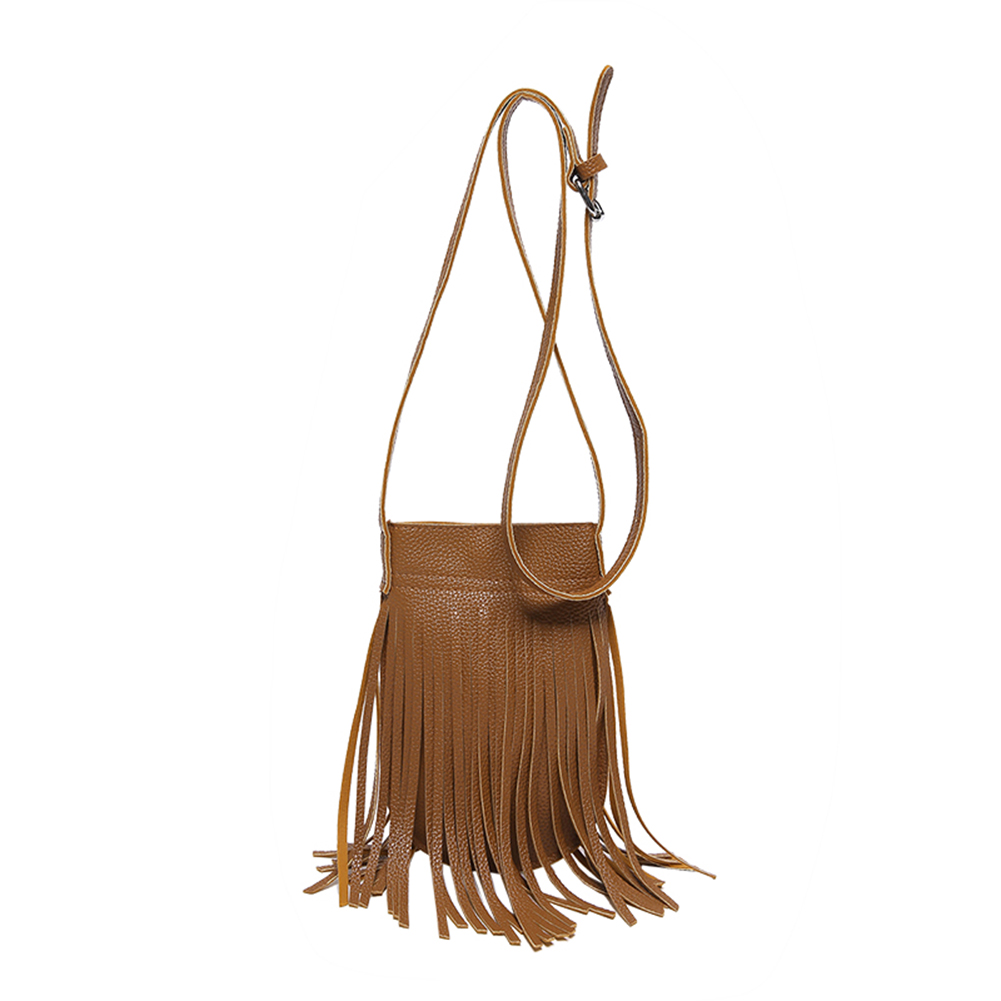 Fashion Fringe Purse PU Leather Tassel Shoulder Bag Solid Color Crossbody Purse Envelope Bag for Women