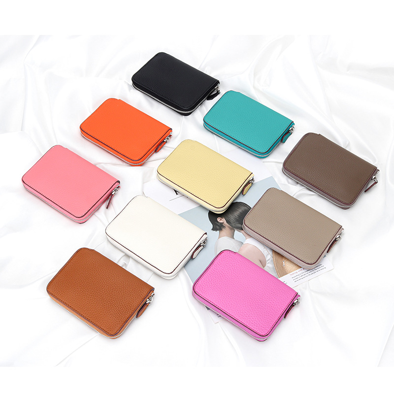 Genuine Leather Short Wallet Women Card Holders Luxury Brand Design Fashion Small Coin Purse Zipper Cowhide Men Slim Money Bag