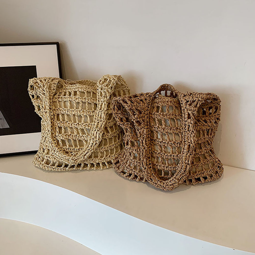 Women Straw Woven Tote Bag Fashion Woven Handbag Large Capacity Weaving Shoulder Bag with Inner Bag for Outdoor Travel
