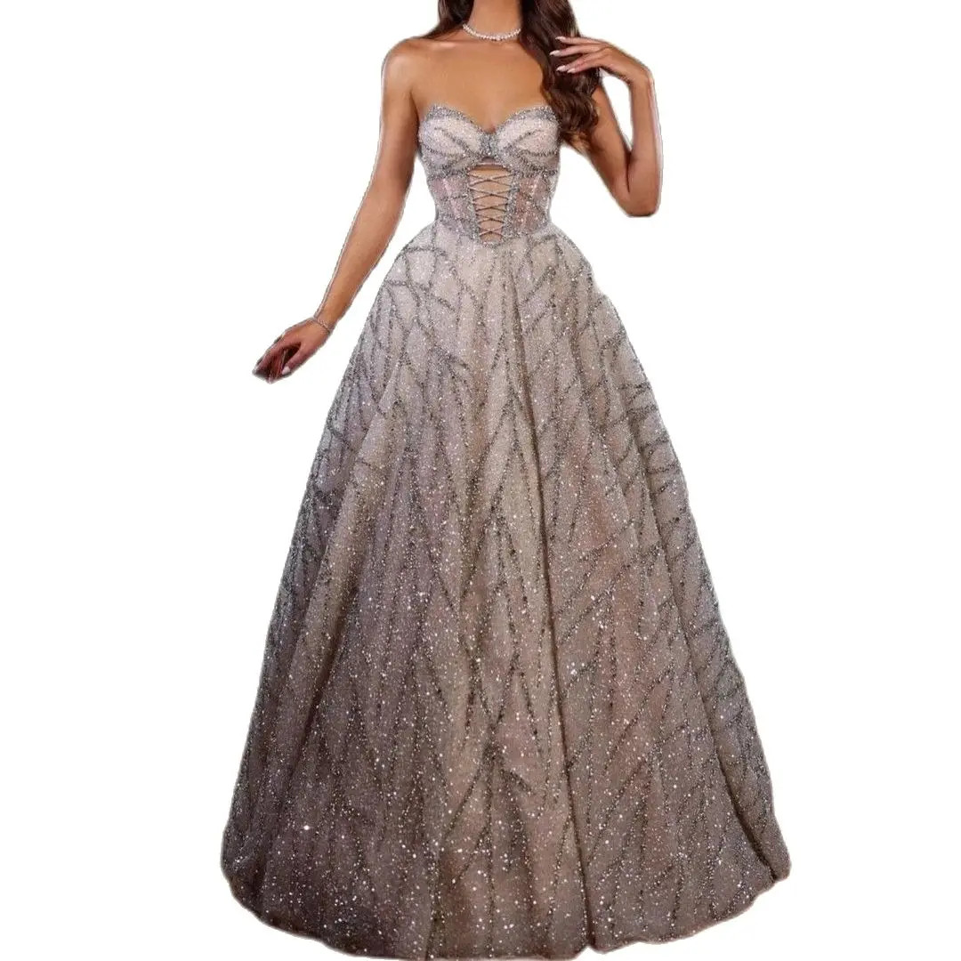 Elegant Sweetheart A Line Mermaid Wedding Dress Exquisite Sleeveless Sequined Lace Beading Bridal Gown Custom Made