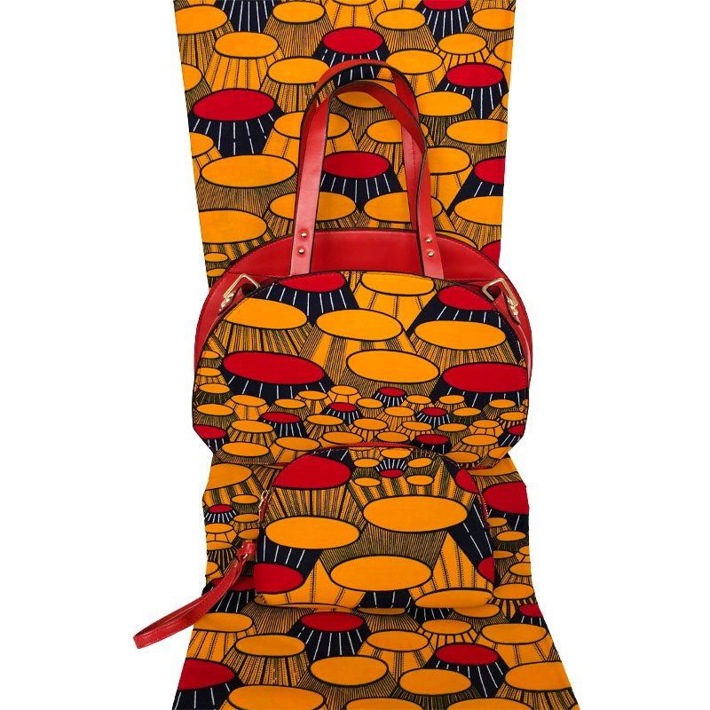 Top Selling Wax Fabric Made Handbag And 6Yards Fabirc Set African Wax Print Fabric With Bag To Match Set For Party
