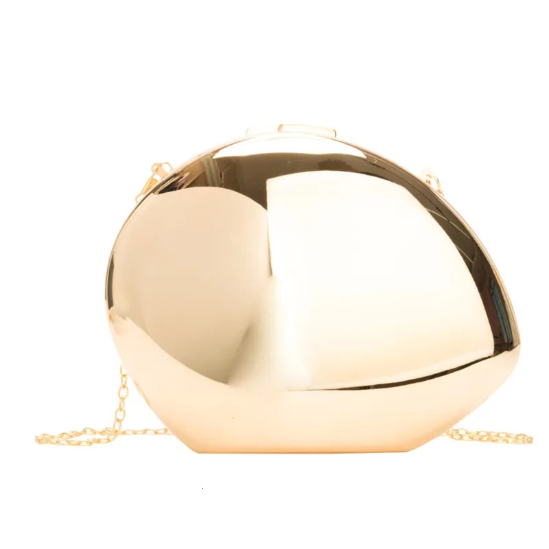 Smooth mirror acrylic egg shaped clutch bag for womens er evening party cute wallet shell handbag high-quality metal style 241107