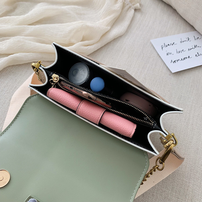 Contrast Color PU Leather Crossbody Bags For Women Travel Handbag Fashion Simple Shoulder Messenger Bag Ladies Small Flap Bag