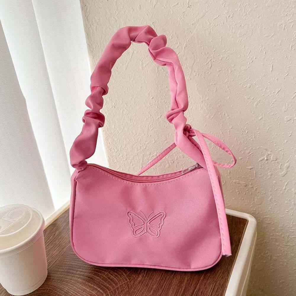 Embroidery Bowknot Butterfly Shoulder Bag Y2k Style Oxford Nylon Bow Tote Bag Large Capacity Korean Style