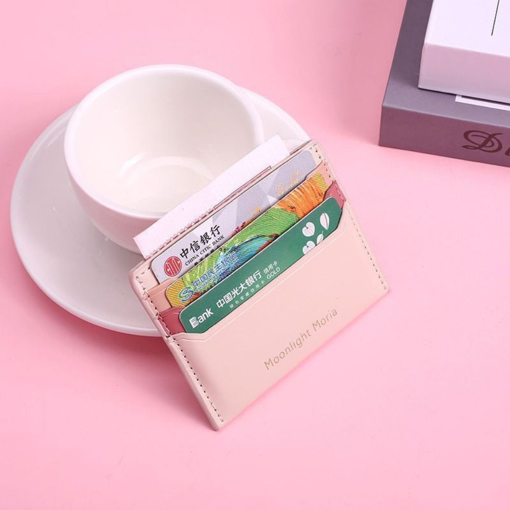 Minimalist Wallet Business Bank Credit ID Card Holder for Men Women Purse Ultra Thin Mini Card Bag PU Leather Card Cover Pouch