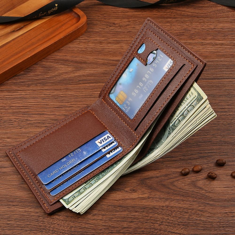 PU Leather Mens Short Wallet Fashion Multi-Card Slot Horizontal Coin Purse Money Bag Men