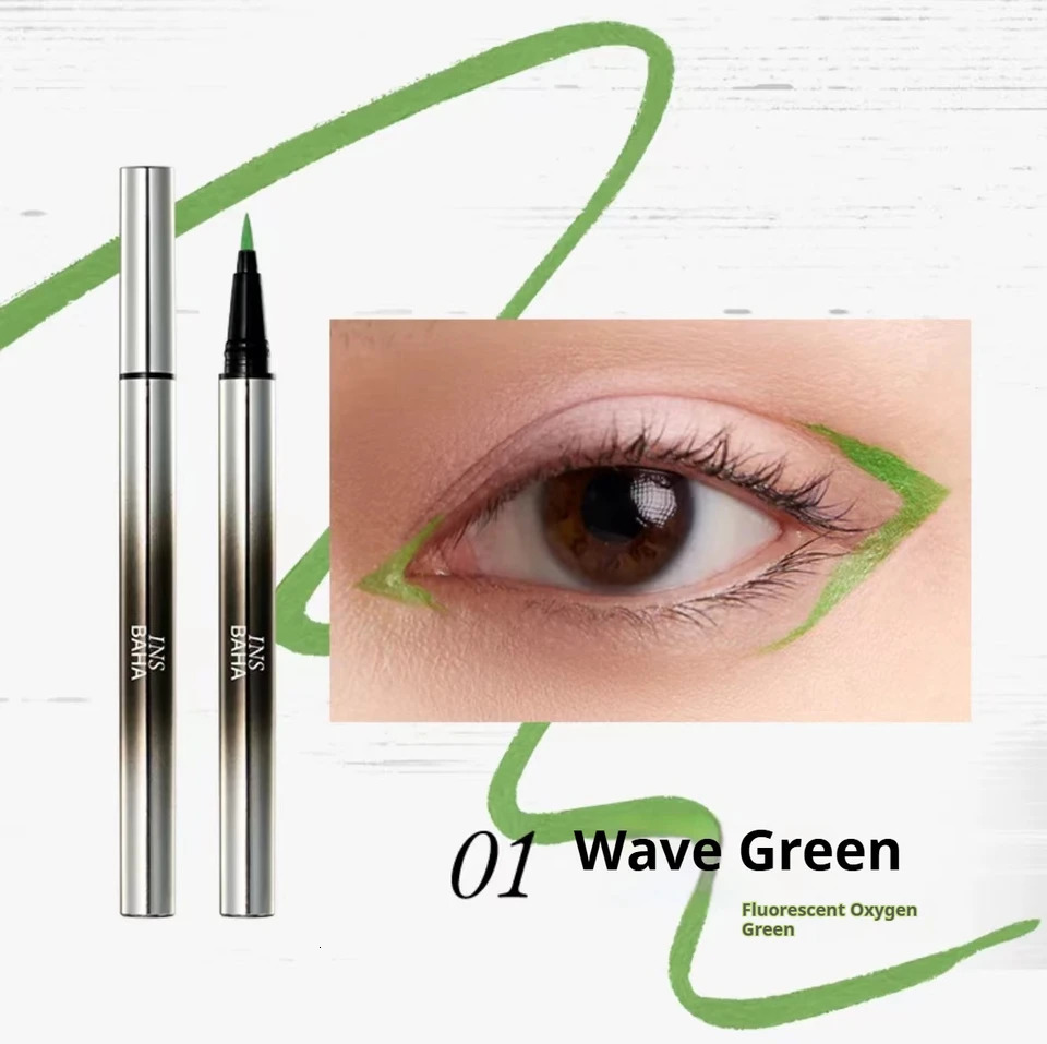 Insbaha eyeliner pen smooth waterproof sweat resistant fast drying durable color blue film forming 241107