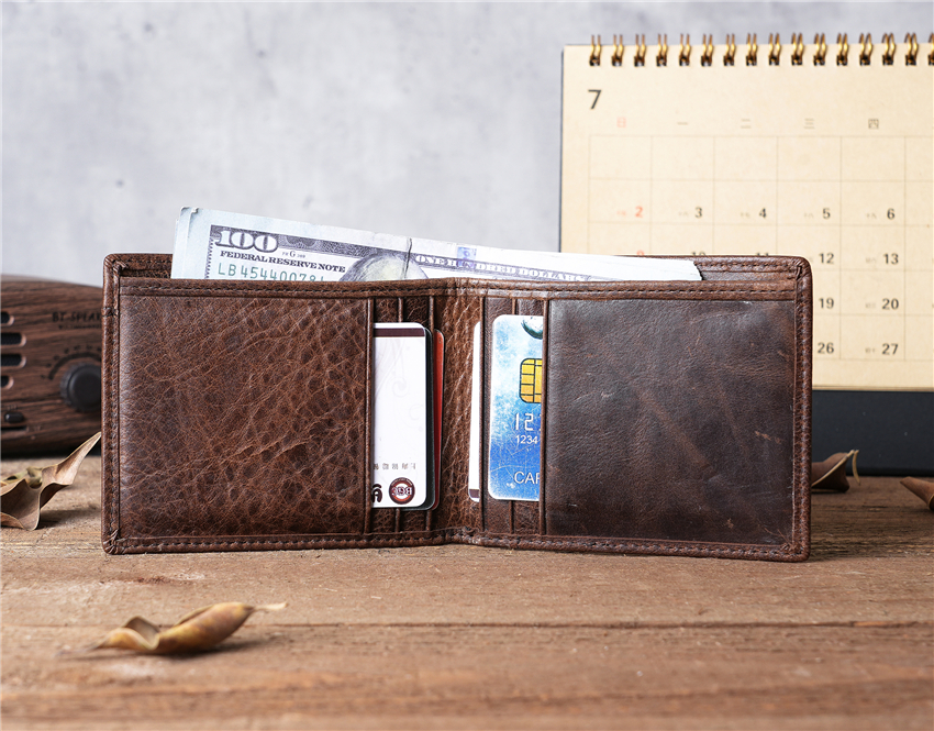 Thin Genuine Leather Man Wallets Credit Card Case ID Holder Short Purse Credential Bag Luxury Business Slim Male Wallet