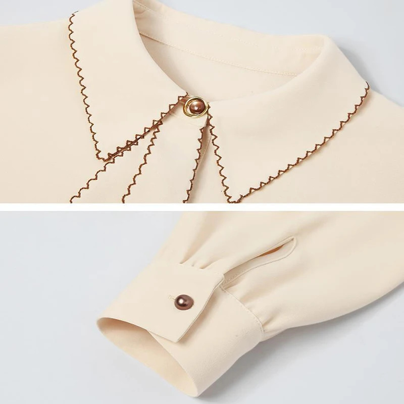 S3XL Smart Shirts Women Ribbon Cozyy Allmatch Workwear Basic Patchwork Chiffon Tender French Office Business Clothes Elegant 240407