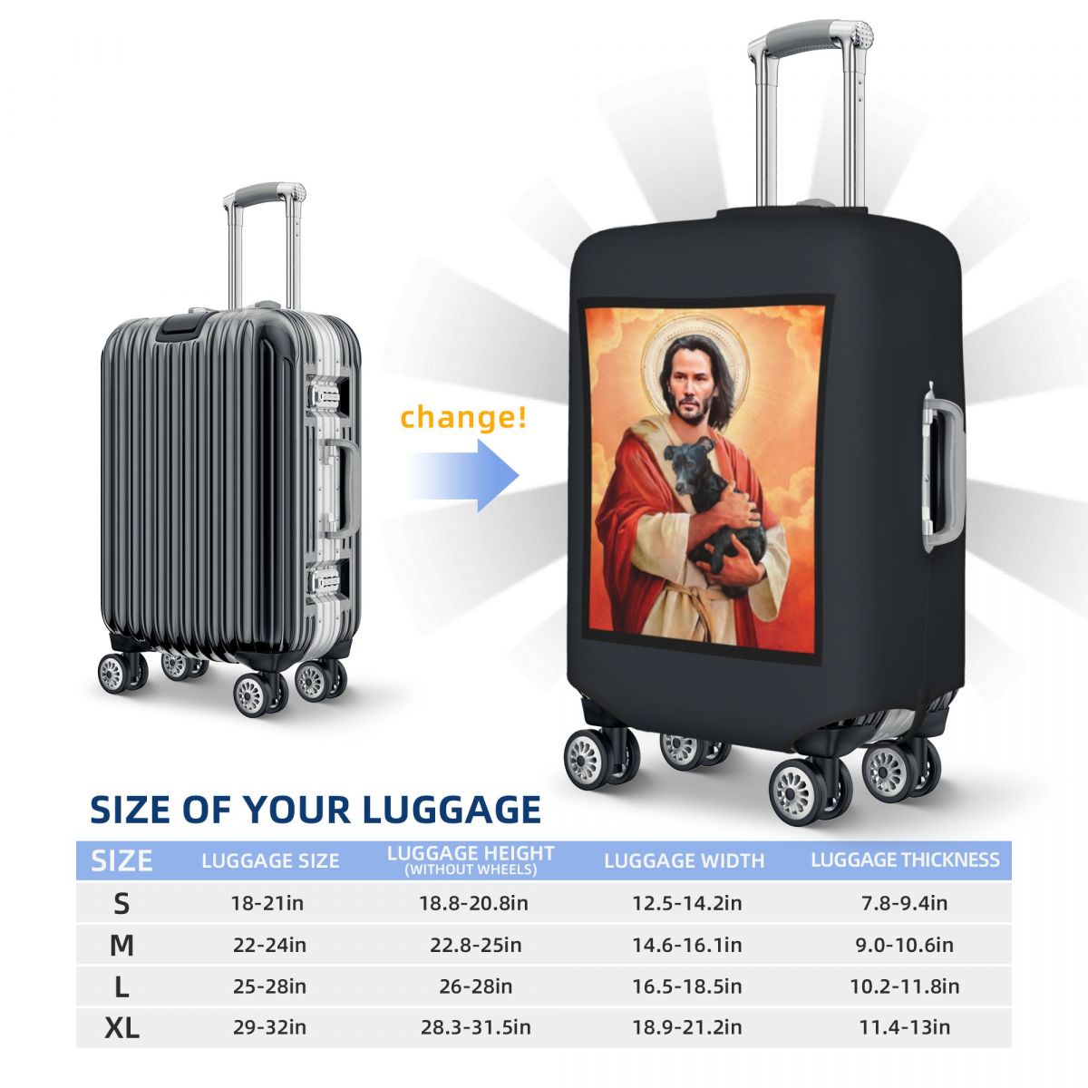 Jesus And Dog Suitcase Cover Painting Strectch Business Protection Luggage Supplies Flight Xmas Gift