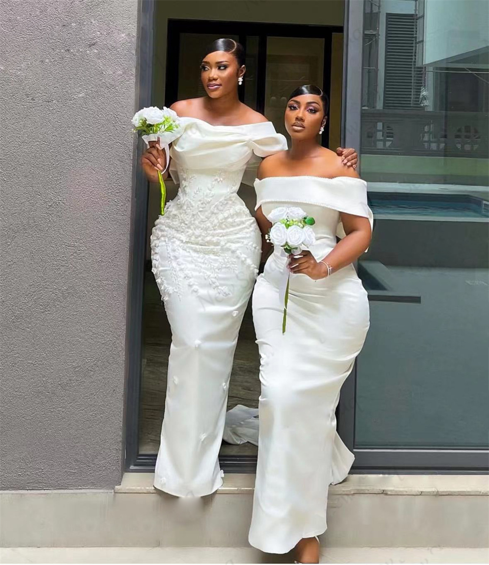 Bridesmaid Dresses With Appliques Off the Shoulder Sheath Long Maid of Honor Dress Back Split Sheath Bodycon Wedding Guest Gown