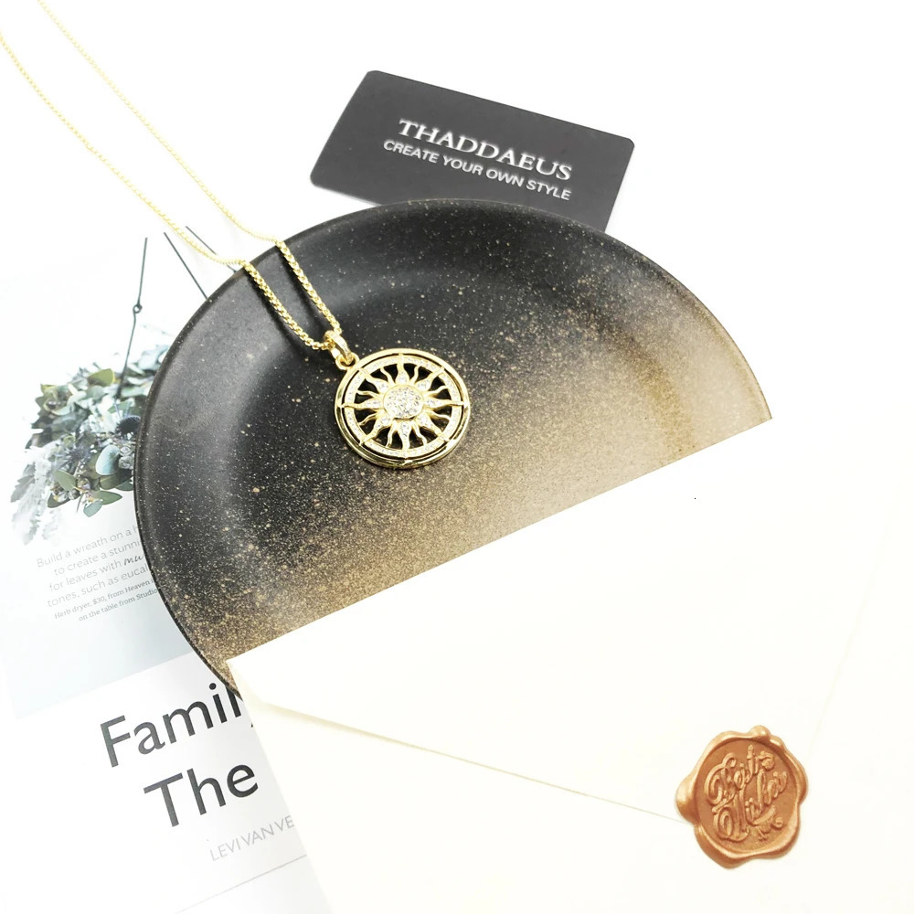 Necklace Gold Color Sun Link Chain Fashion Ethnic Jewelry Europe Style 925 Stering Silver Gift For Men Women 241106