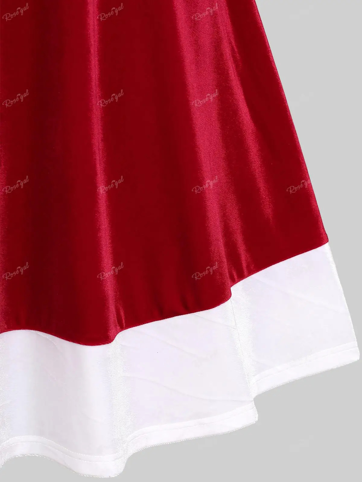 ROSEGAL Plus Size Fur Trim Velvet Dess With Belt Christmas Women Dresses Female Casual Colorblock Midi Dress 241107