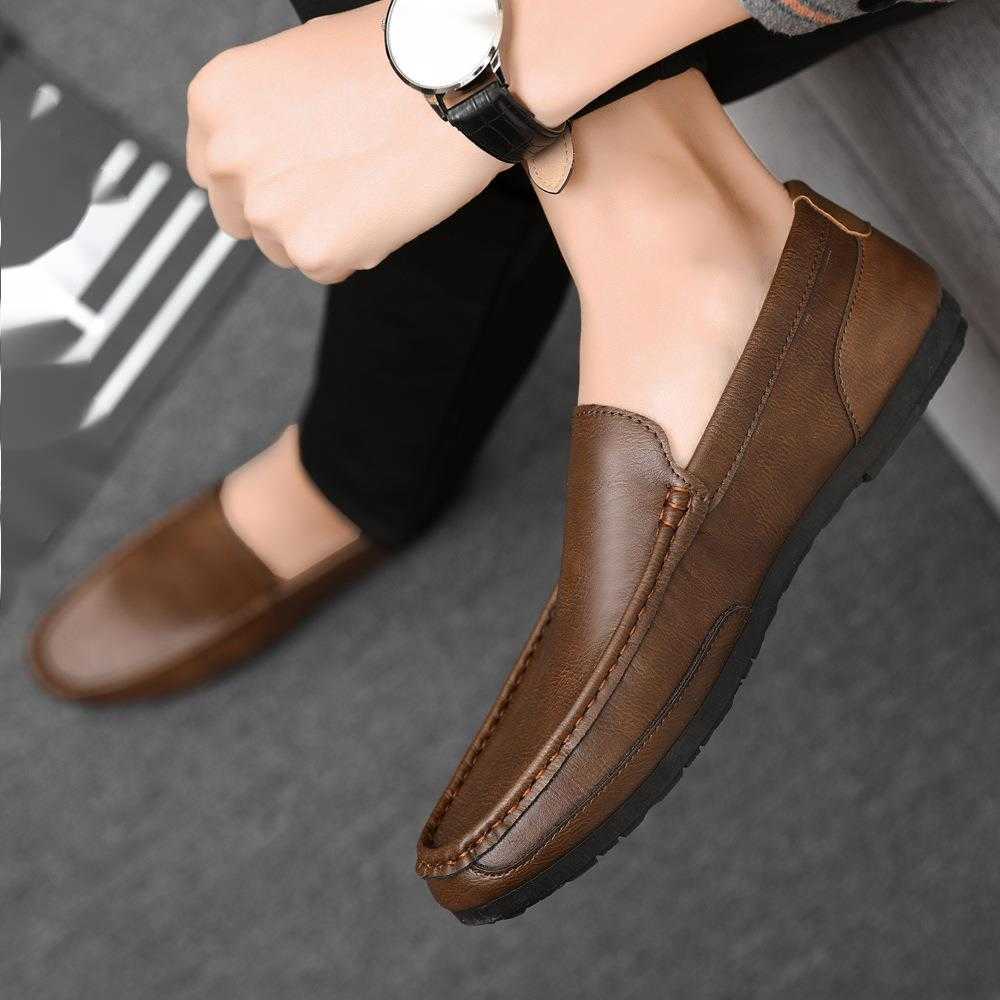 CMM Loafer Shoes New Mens Trendy Korean Versatile Summer One Step Lazy Mens British Casual Leather Shoes