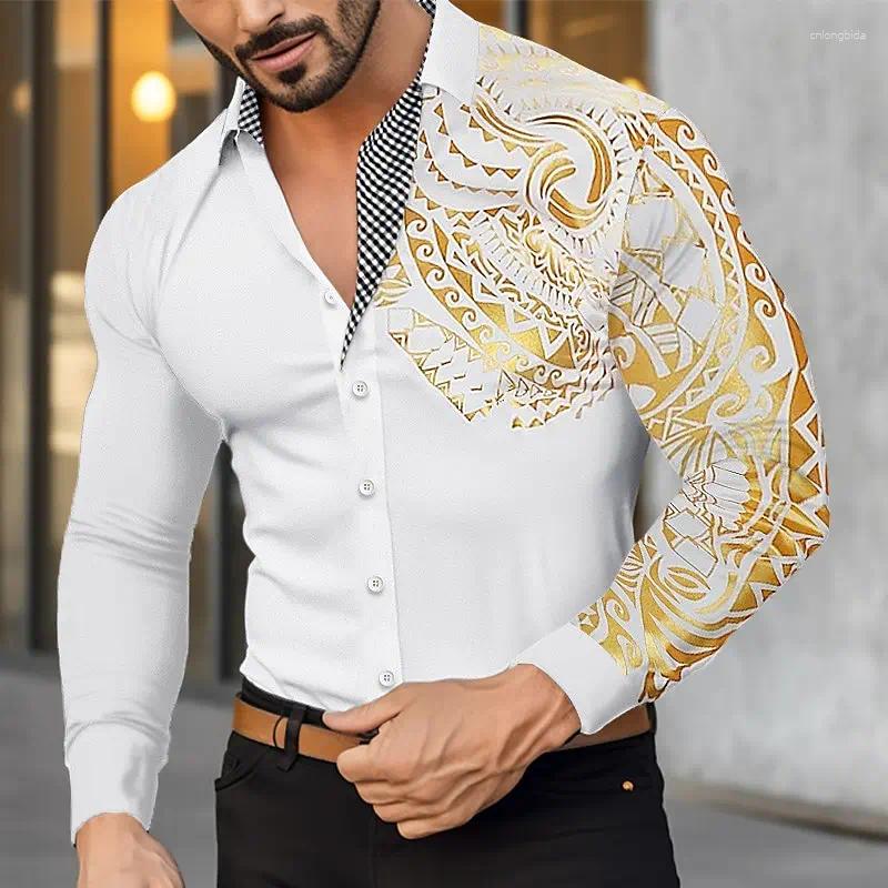 Mens Casual Shirts Shirt Buttoned Hawaiian Long Sleeve Lapel Clothing Soft Comfortable Fashion Button Design