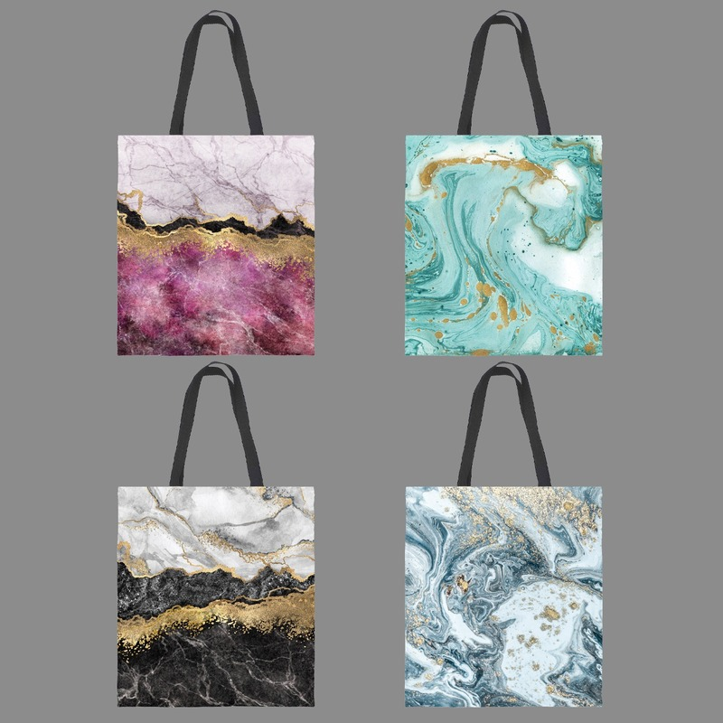 Marble Natural Texture Tote Bag Canvas Bag Imitation Marble Print Tote Bag