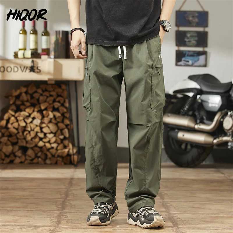 HIQOR Brand Casual Pants Man Summer Multiple Pockets Cargo Pants Y2k Baggy Pants Thin Trousers Outdoor Hiking Workout Streetwear LX241107