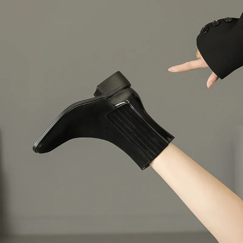 2024 New Autumn/Wier Kid Suede Ankle Women Retro Boots Handmade Shoes Genuine Leather