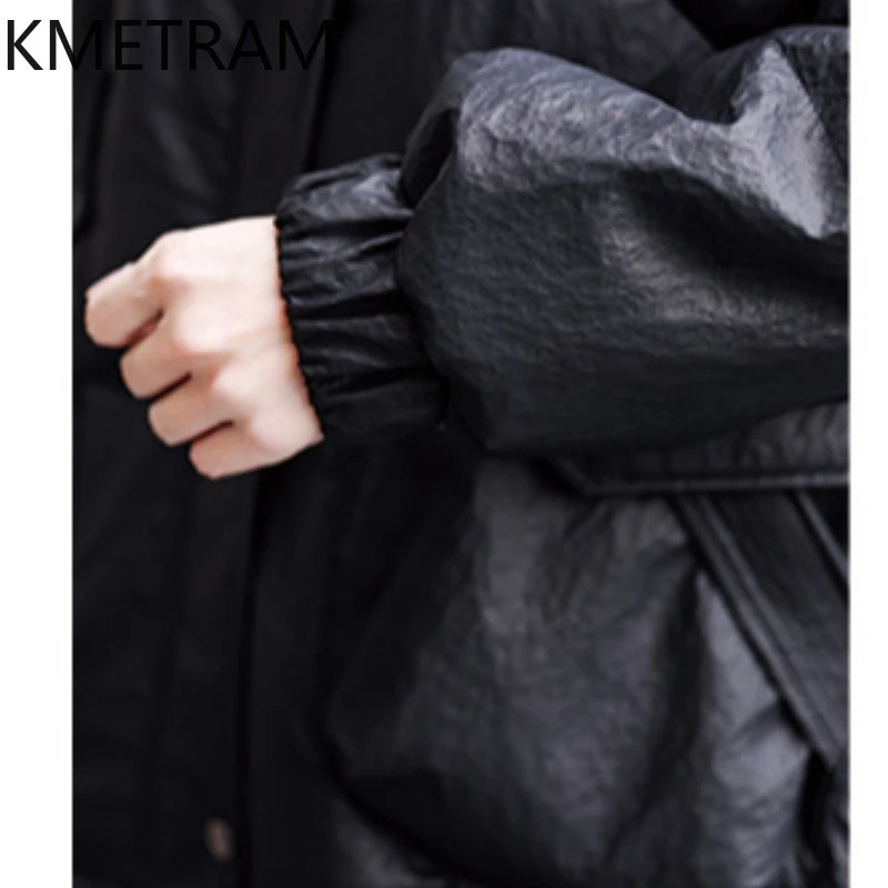 100% Sheepskin Genuine Leather Inflatable Jacket Womens Clothing Long Coat with Hoodie Winter Loose Jacket 241107