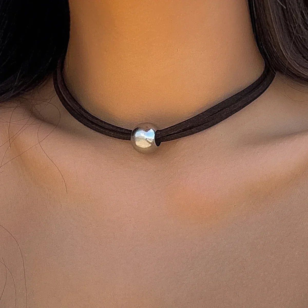 Laceeo Simple CCB Bead Charm Necklace Korean Velvet Rope Chain with Pendant Suitable for Girls Necklace Parties 241107