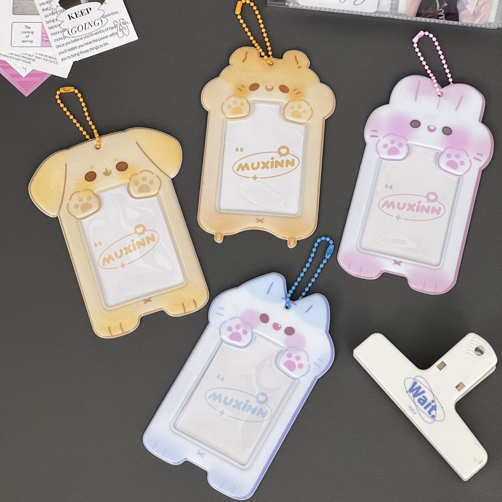 Animal Photocard Holder Portable Hanging Ornaments Hamster ID Card Cover Cartoon Photo Holde