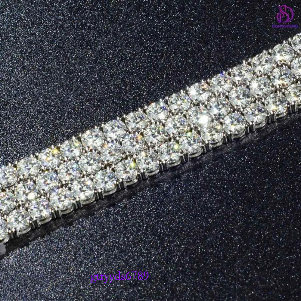 Factory Custom Cheap China Wholesale Blue Vvs Moissanite Dia Cluster Tennis Chain