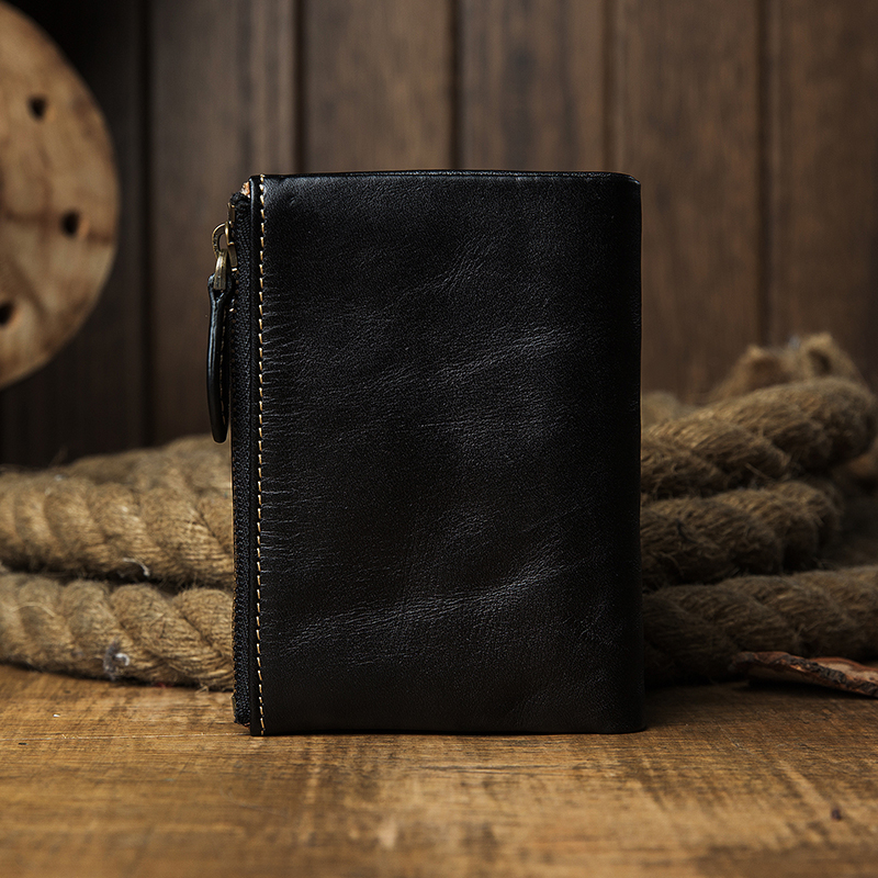 Vintage Cowhide Standard Wallet Retro Genuine Leather Soft Money Clip Men Casual Bank Cards Holder Cowskin Billfold Coin Purse