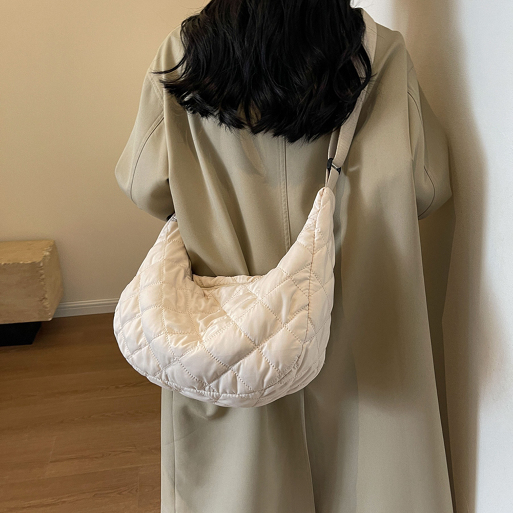Women Padded Quilted Dumpling Bag Bubbles Shoulder Bag Large Capacity Tote Bag Solid Crossbody Bag Winter Student Satchel Bag