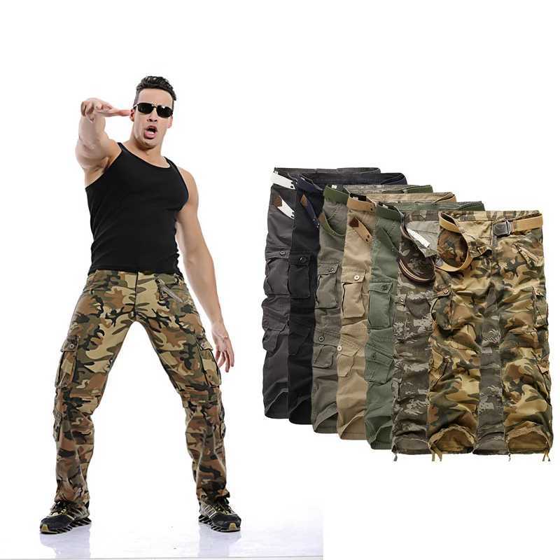 Men Cargo Pants Camouflage Trousers Military Pants for Man 7 Colors Streetwear Joggers Men Pants Straight Trouser No Belt LX241107